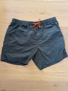 Low Tide Charcoal Elastic Waist Shorts with Rust Logo